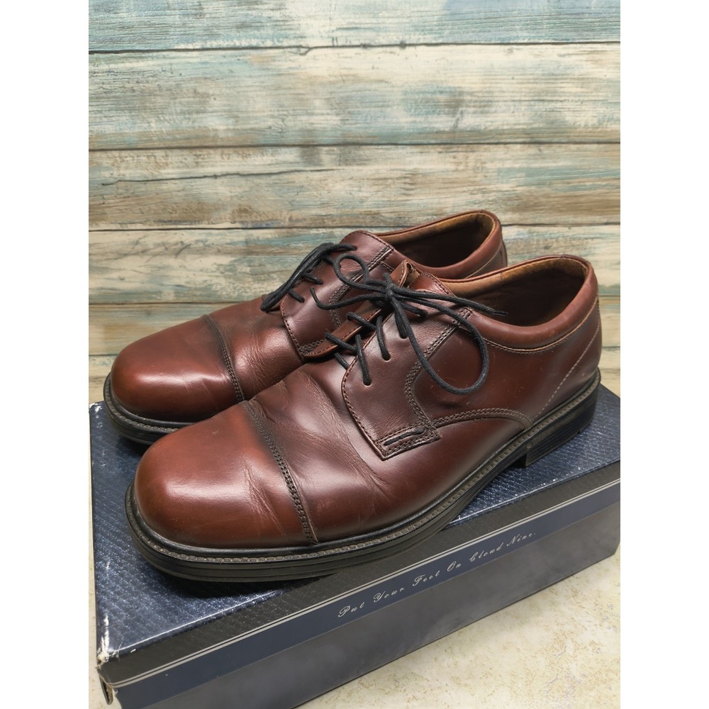Nunn Bush Men Fielding Cap Toe Brown Leather Lace Up Dress Shoes Size 10 M 83588